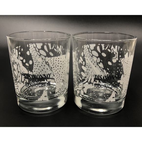 DISARONNO Wears Etro Designer Robert Cavalli Whiskey‎ Old Fashioned Glass (2) - Picture 1 of 8